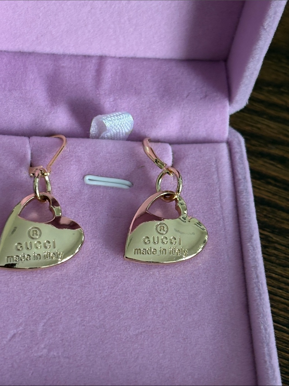 Zipper Pull Gold Heart Drop Earrings comes in box